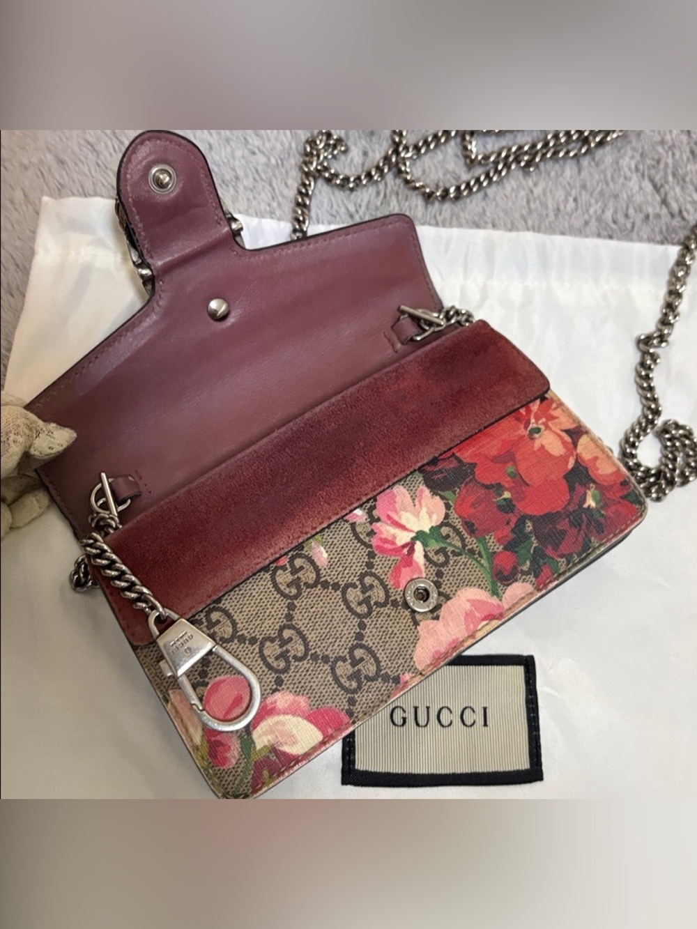 GG Supreme Monogram Blooms Super Mini Dionysus Shoulder Bag Beige Multicolor - Picture 8 of 16